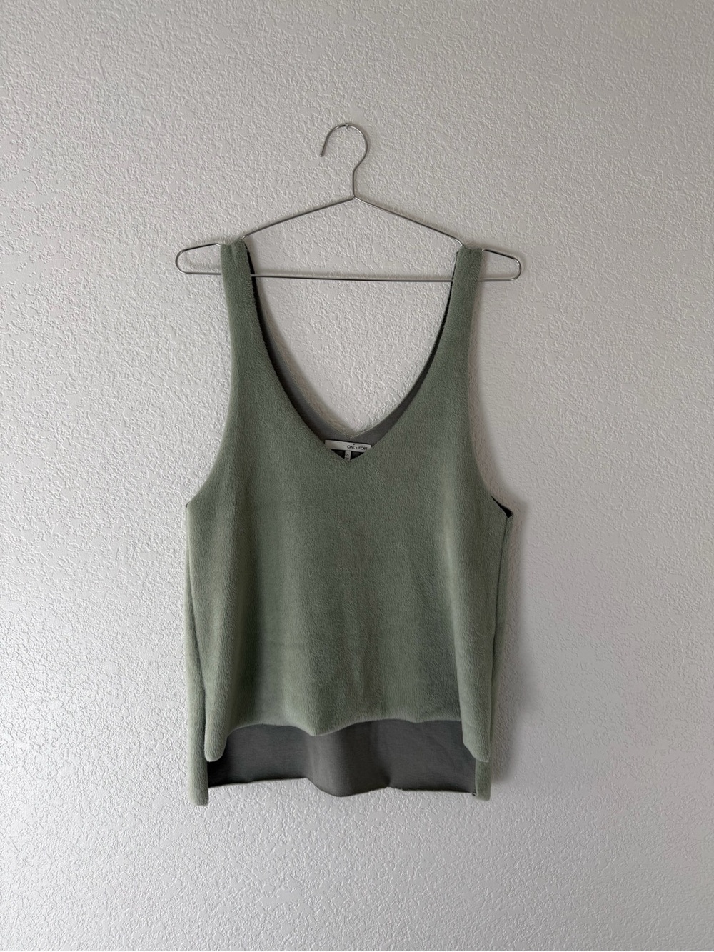 OAK + FORT Relaxed V-Neck Tank in Sage Green